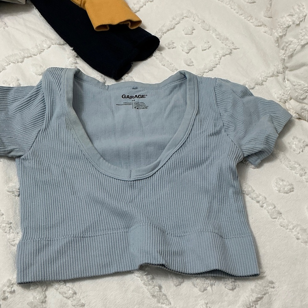 Garage Sky Blue Ribbed Crop Top
